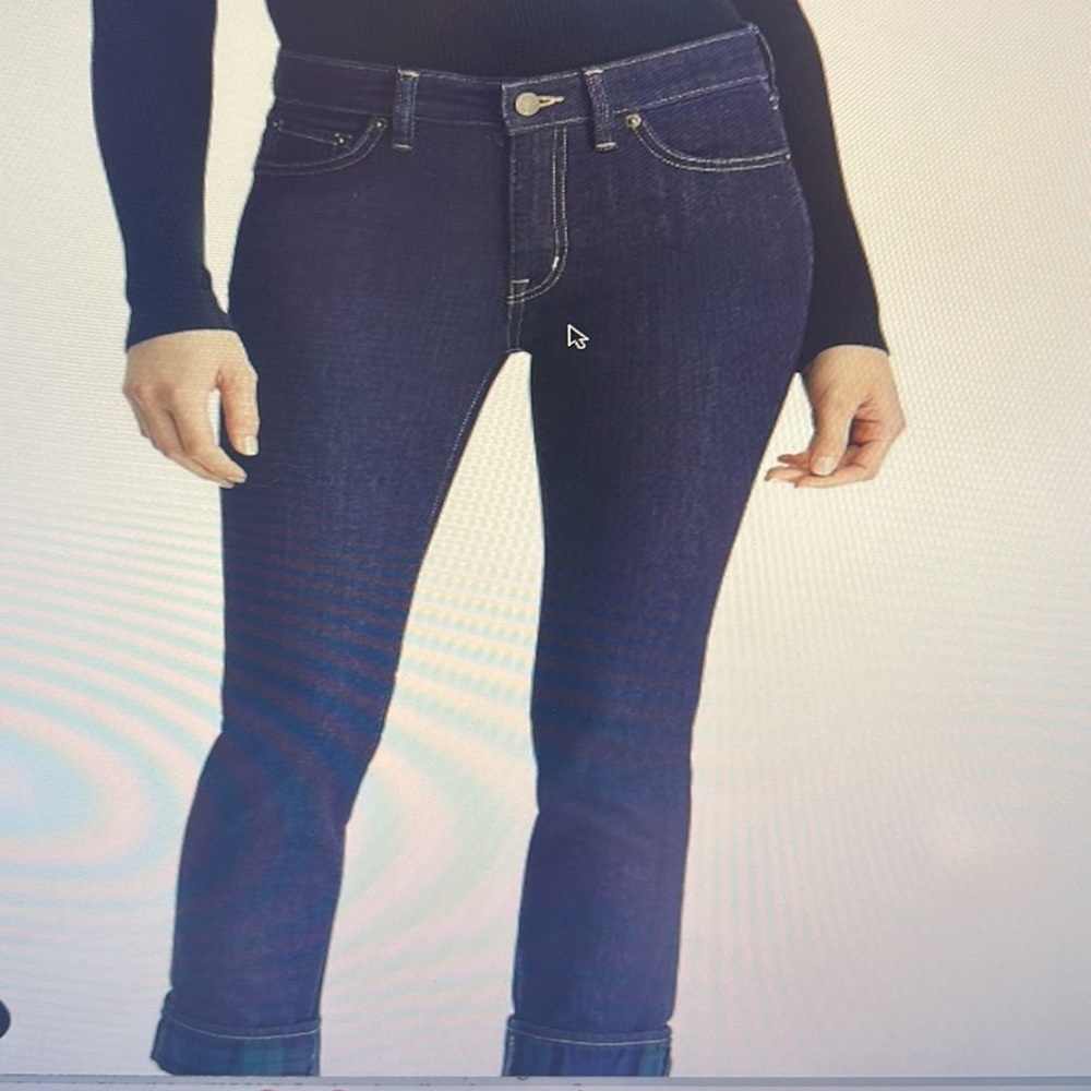 Lauren Ralph Lauren Straight Plaid Cuff Jeans